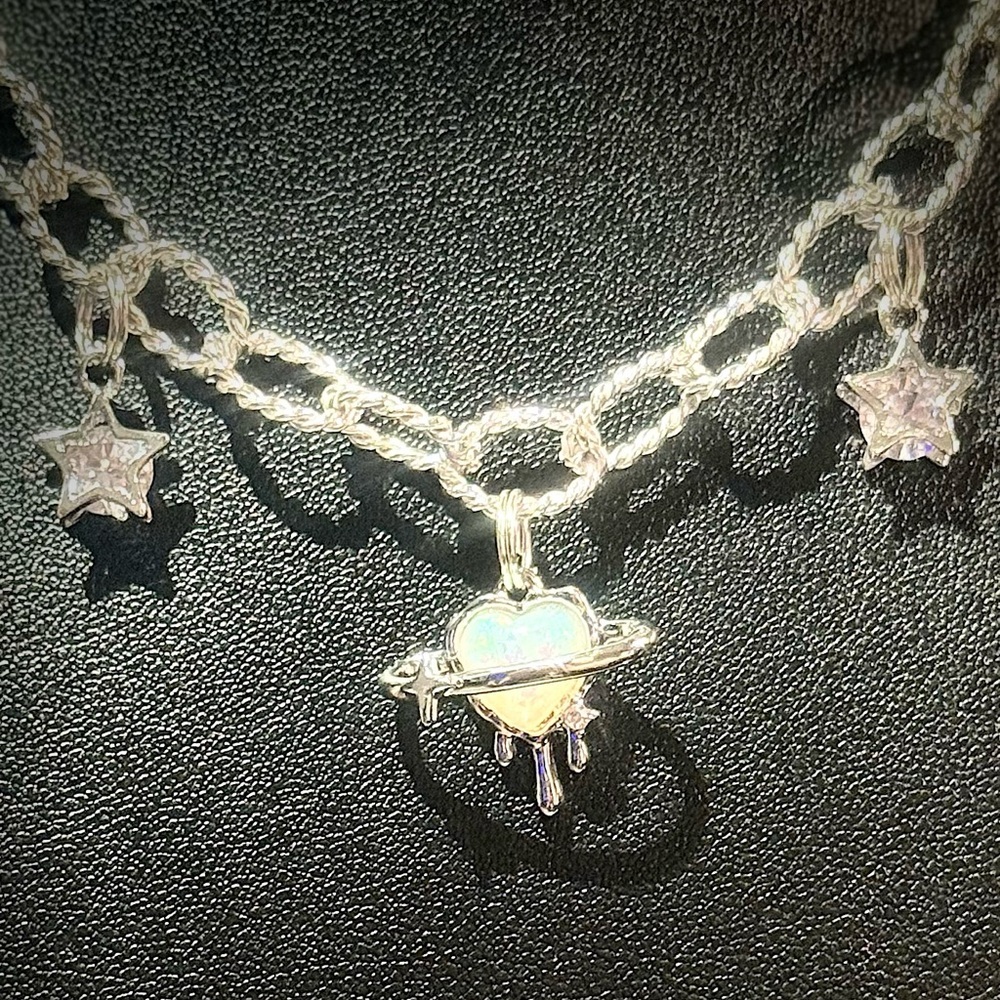 Silver Star and Planet Charm Necklace - Picture 5 of 5